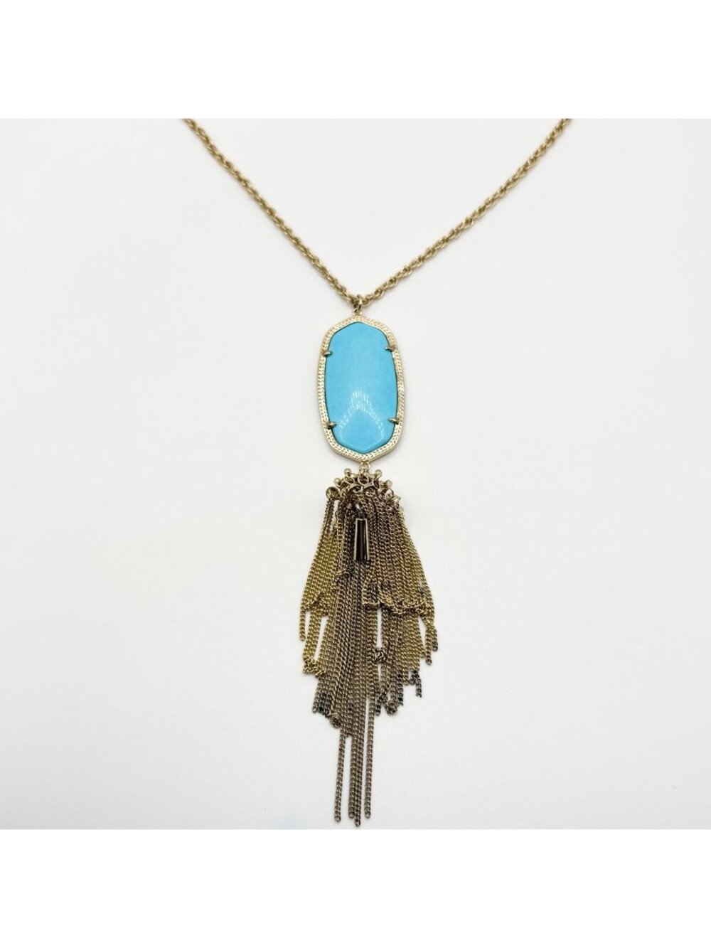 Kendra Scott Rayne Gold-Tone Turquoise Magnesite Tassel Necklace
